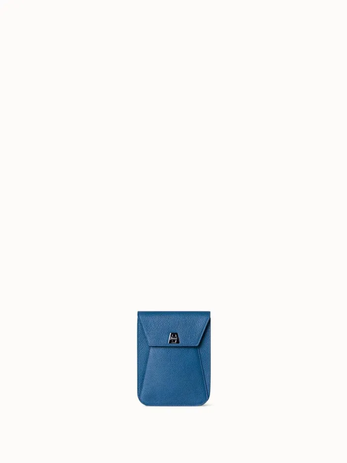 Mini Anouk Messenger Bag In Cervocalf Leather Pacific Denim Women Akris Crossbody Bags