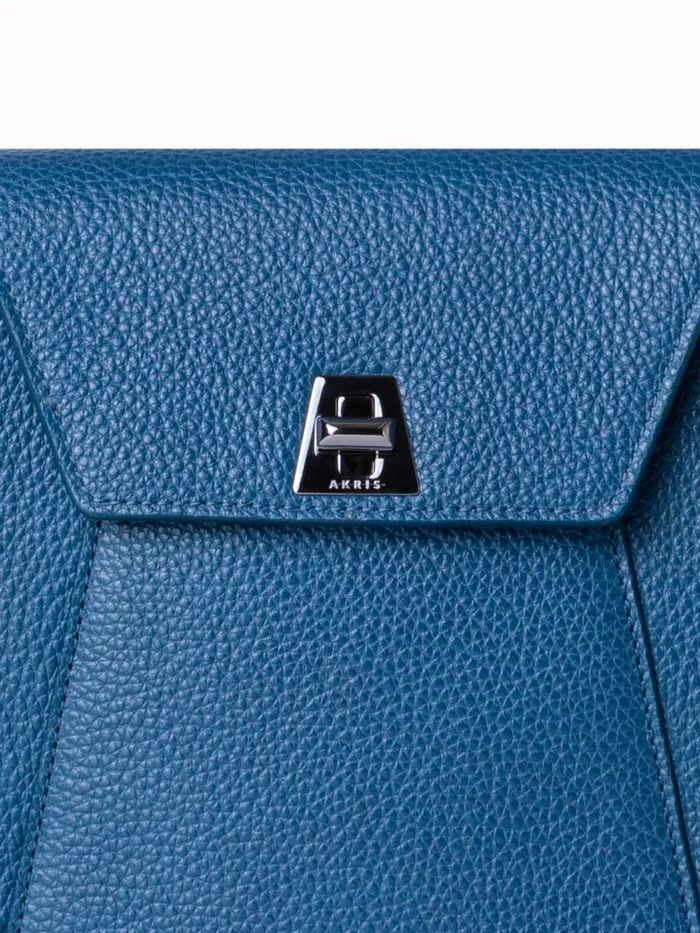 Mini Anouk Messenger Bag In Cervocalf Leather Pacific Denim Women Akris Crossbody Bags