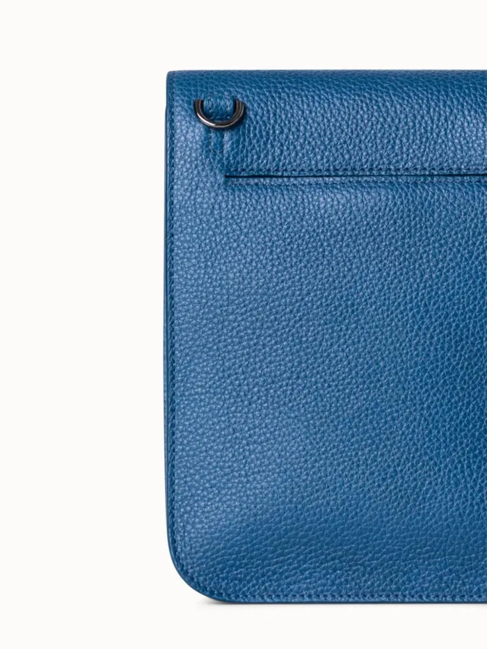 Mini Anouk Messenger Bag In Cervocalf Leather Pacific Denim Women Akris Crossbody Bags
