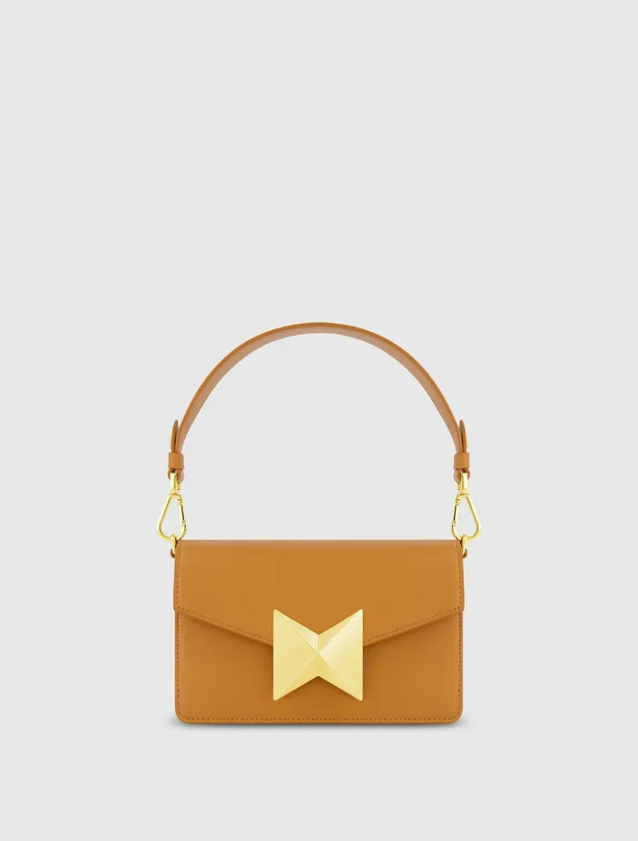Mini Leather Shoulder Handbag With Gold Hardware 8211 FINAL SALE Toffee Shoulder Bags Mac Duggal Women