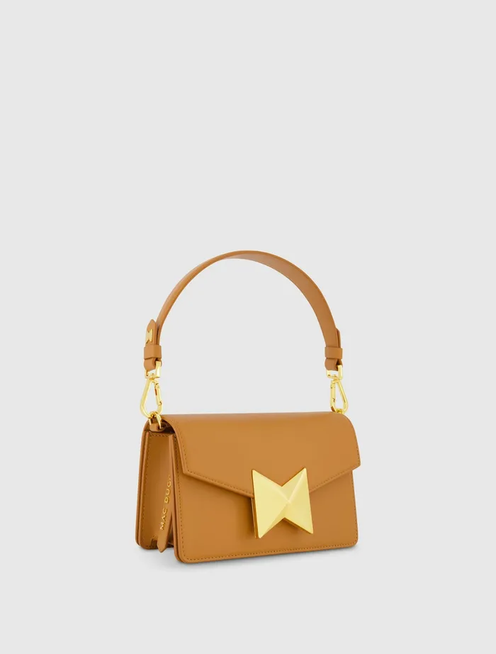 Mini Leather Shoulder Handbag With Gold Hardware 8211 FINAL SALE Toffee Shoulder Bags Mac Duggal Women