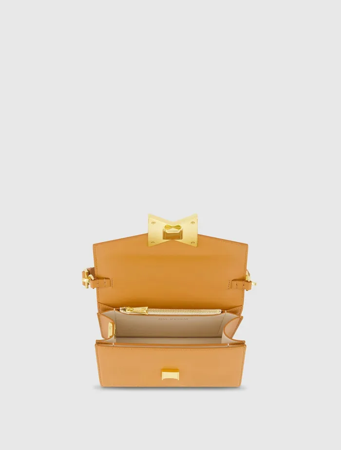 Mini Leather Shoulder Handbag With Gold Hardware 8211 FINAL SALE Toffee Shoulder Bags Mac Duggal Women