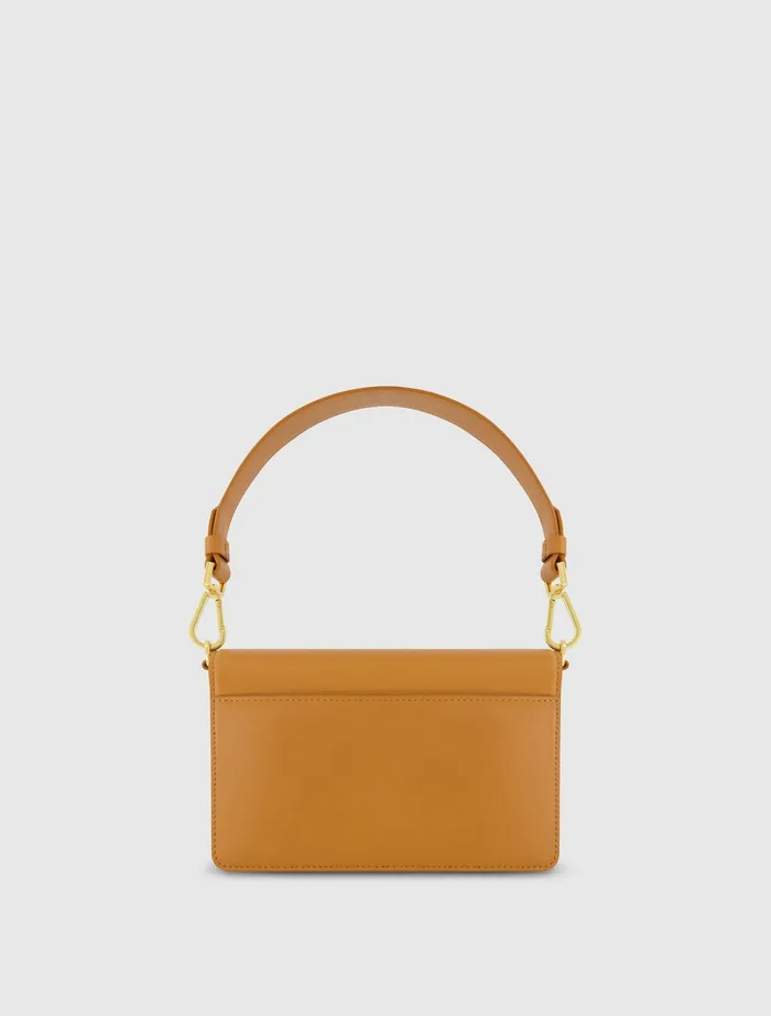Mini Leather Shoulder Handbag With Gold Hardware 8211 FINAL SALE Toffee Shoulder Bags Mac Duggal Women