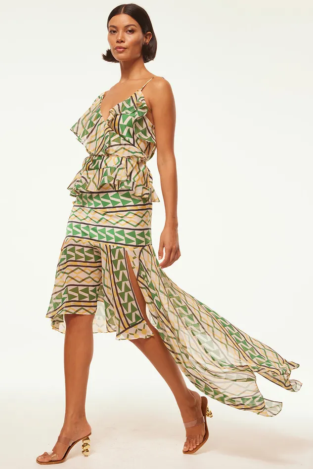 Misa Los Angeles Agata Top Limoncello Geo Mix Women Matching Sets