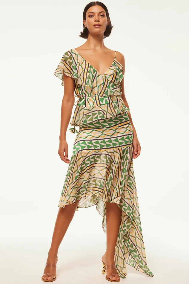 Misa Los Angeles Agata Top Limoncello Geo Mix Women Matching Sets