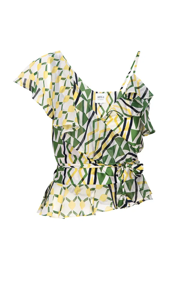 Misa Los Angeles Agata Top Limoncello Geo Mix Women Matching Sets