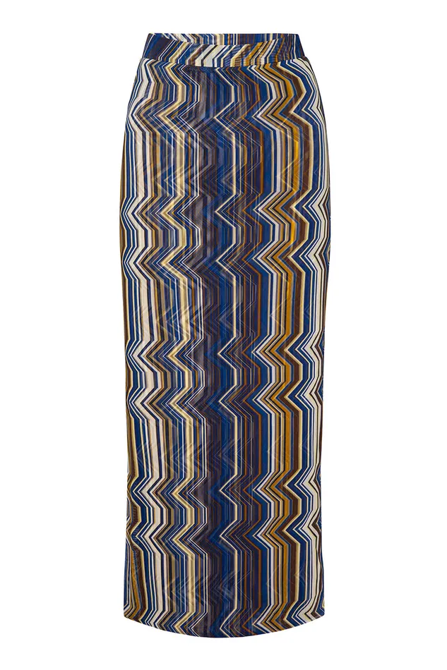 Misa Los Angeles Aisha Skirt La Banda Blue Mesh Women Skirts and Shorts