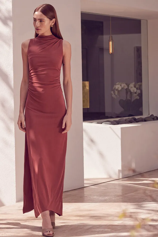 Misa Los Angeles Athena Dress Brick Women Dresses