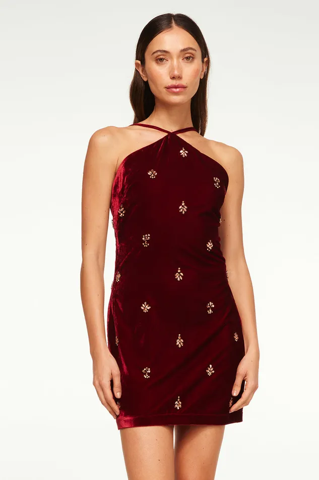 Misa Los Angeles Camille Dress Garnet Velvet Women Dresses