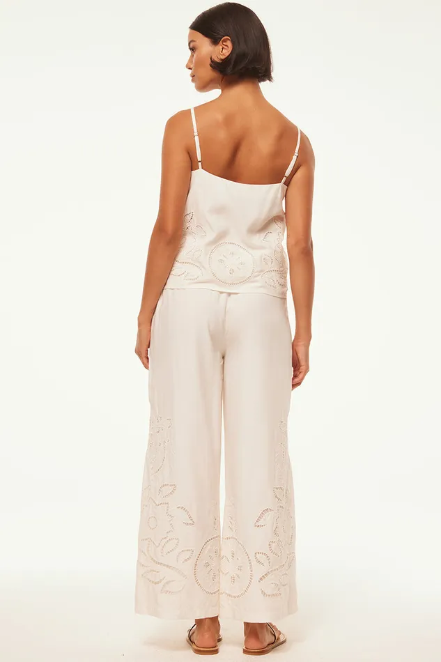 Misa Los Angeles Carlita Pant White Eyelet Women Pants