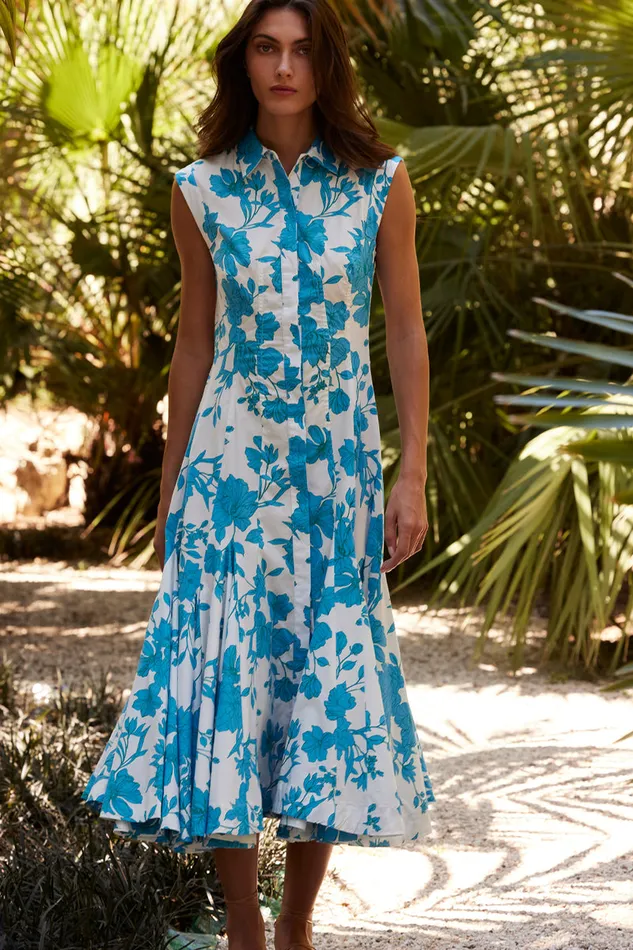 Misa Los Angeles Charlotte Dress Turquoise Flora Poplin Women Dresses Misa Los Angeles Charlotte Dress Turquoise Flora Poplin Women Dresses