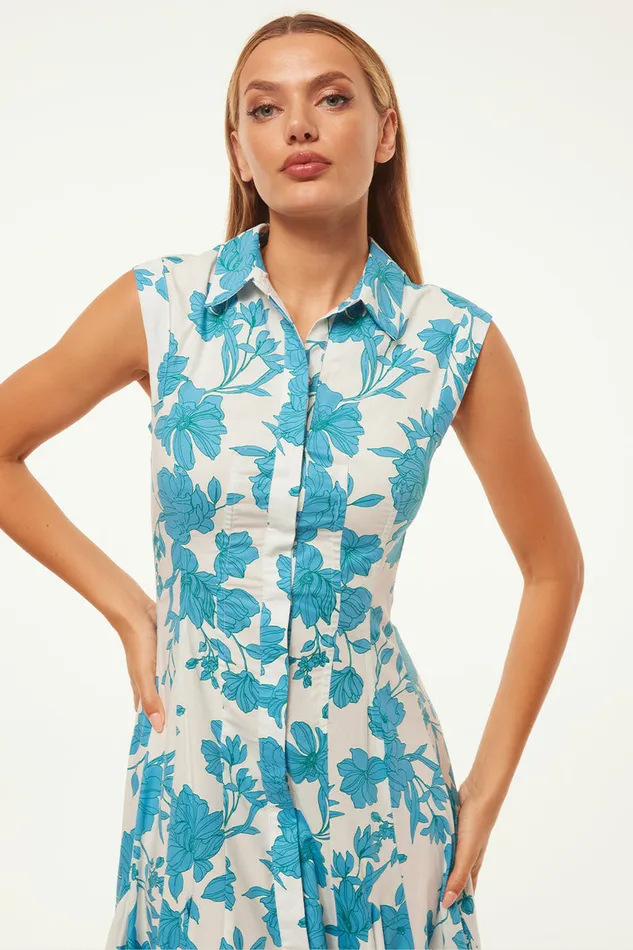 Misa Los Angeles Charlotte Dress Turquoise Flora Poplin Women Dresses Misa Los Angeles Charlotte Dress Turquoise Flora Poplin Women Dresses