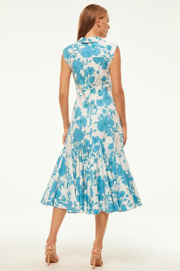 Misa Los Angeles Charlotte Dress Turquoise Flora Poplin Women Dresses Misa Los Angeles Charlotte Dress Turquoise Flora Poplin Women Dresses