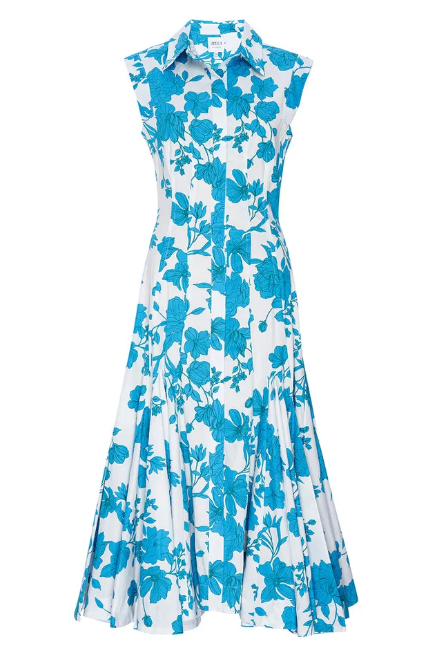 Misa Los Angeles Charlotte Dress Turquoise Flora Poplin Women Dresses Misa Los Angeles Charlotte Dress Turquoise Flora Poplin Women Dresses