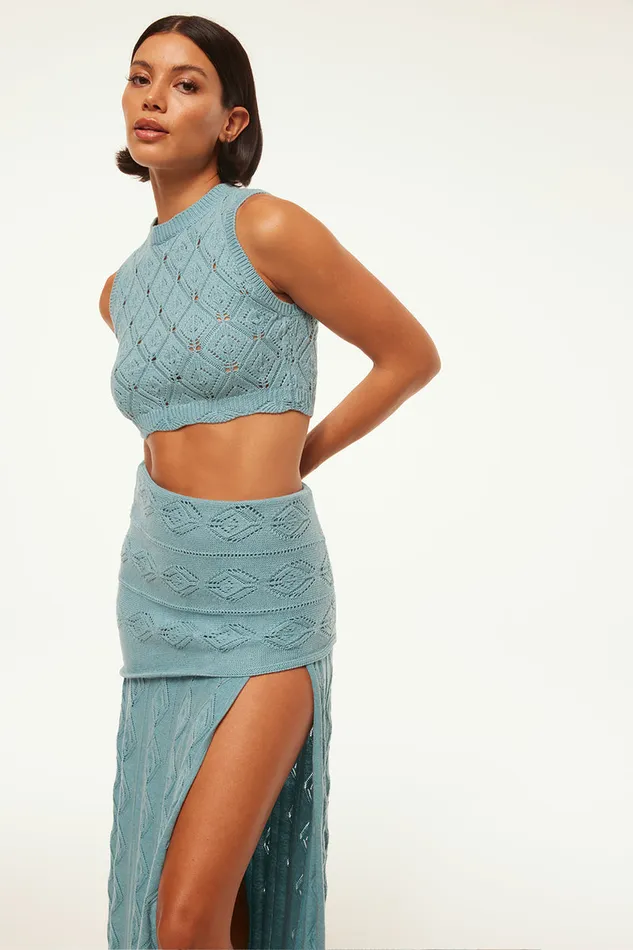Misa Los Angeles Dahlia Top Blue Women Knits