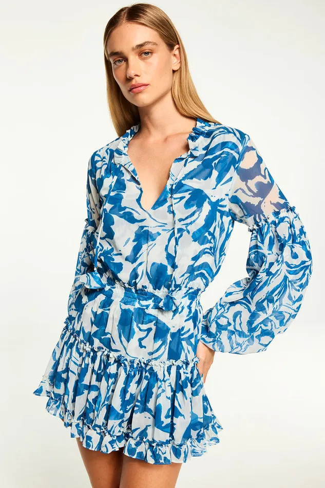 Misa Los Angeles Elisabetta Dress Blue Watercolor Mix Women Dresses