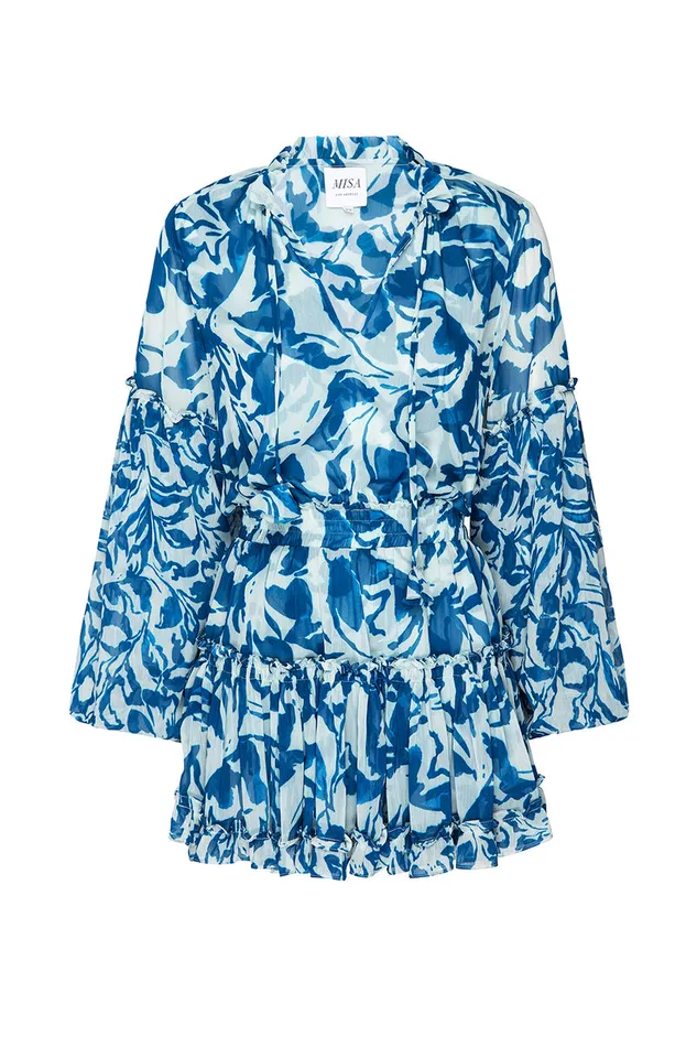 Misa Los Angeles Elisabetta Dress Blue Watercolor Mix Women Dresses