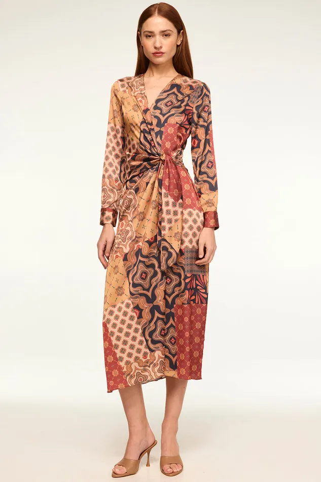 Misa Los Angeles Eliza Dress Surreal Patchwork Satin Women Dresses