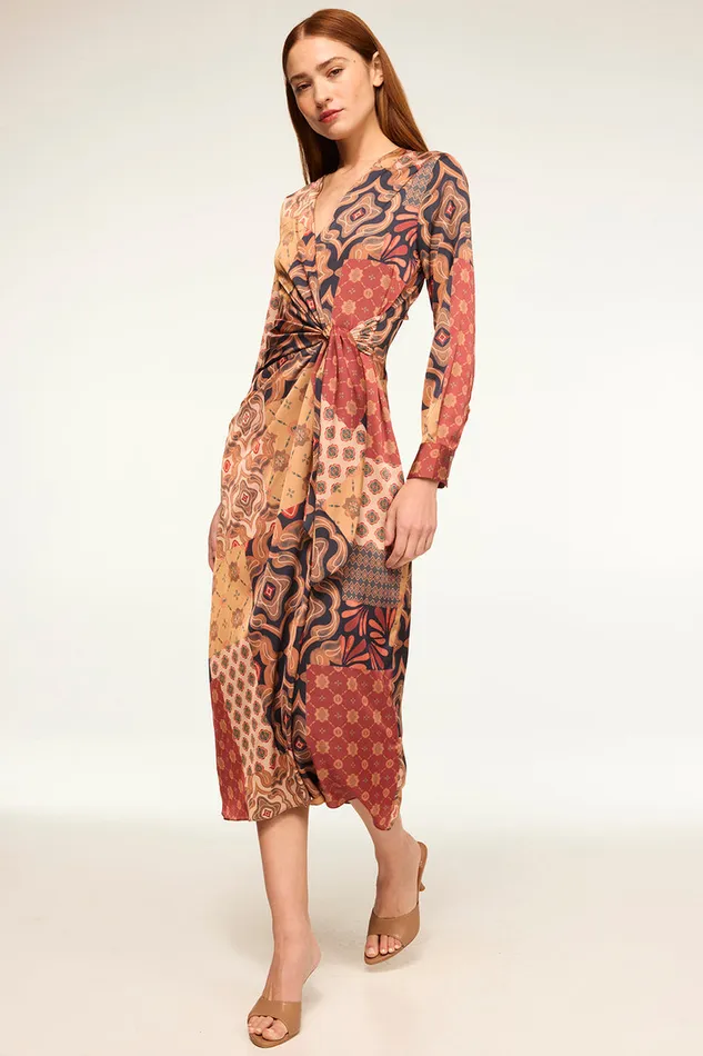 Misa Los Angeles Eliza Dress Surreal Patchwork Satin Women Dresses