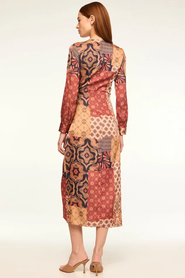 Misa Los Angeles Eliza Dress Surreal Patchwork Satin Women Dresses