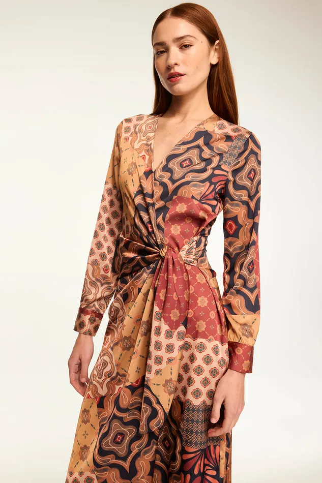 Misa Los Angeles Eliza Dress Surreal Patchwork Satin Women Dresses