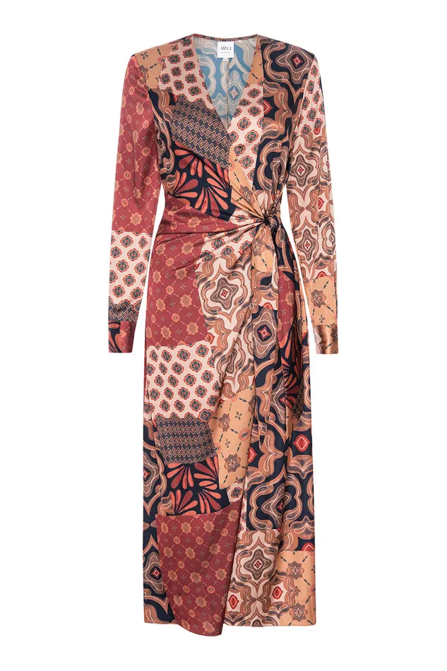 Misa Los Angeles Eliza Dress Surreal Patchwork Satin Women Dresses