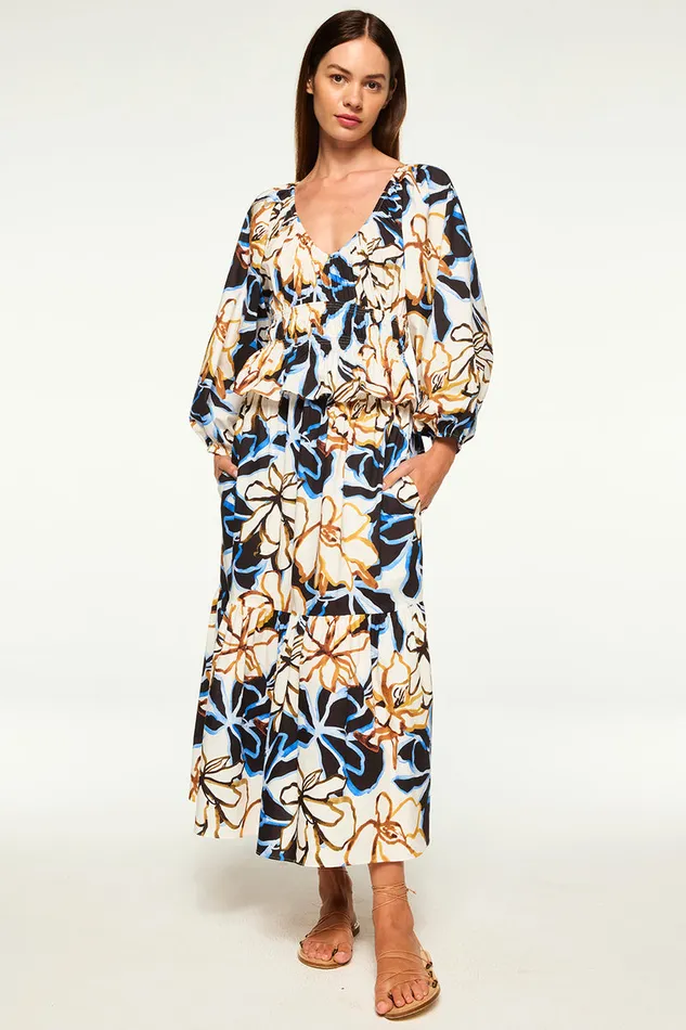 Misa Los Angeles Elna Skirt Bold Blooms Cotton Women Matching Sets