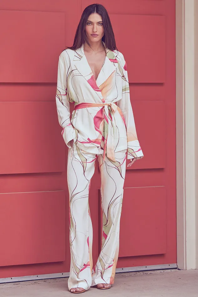 Misa Los Angeles Freja Top Divine Marble Crepe Women Matching Sets