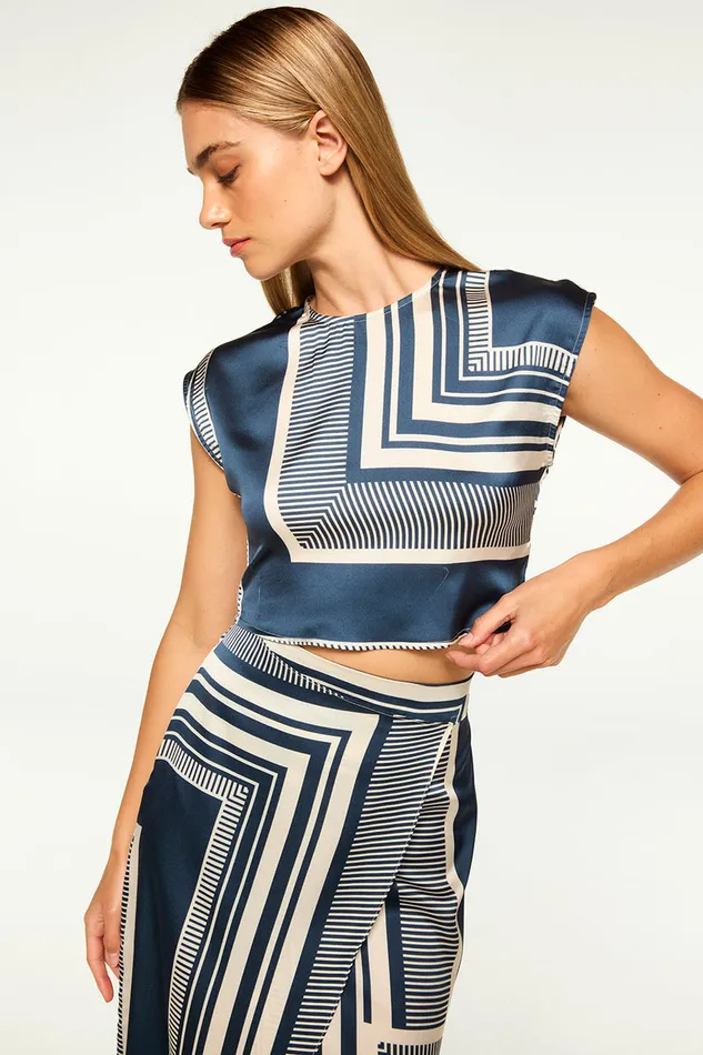 Misa Los Angeles Hara Top Linear Geo Women Tops