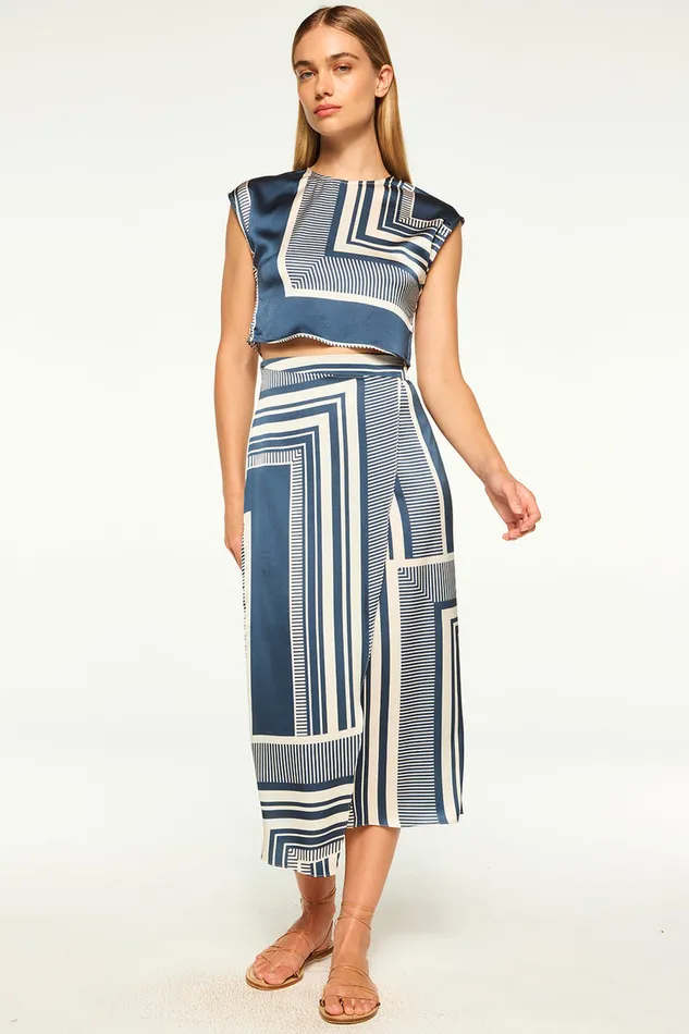 Misa Los Angeles Hara Top Linear Geo Women Tops