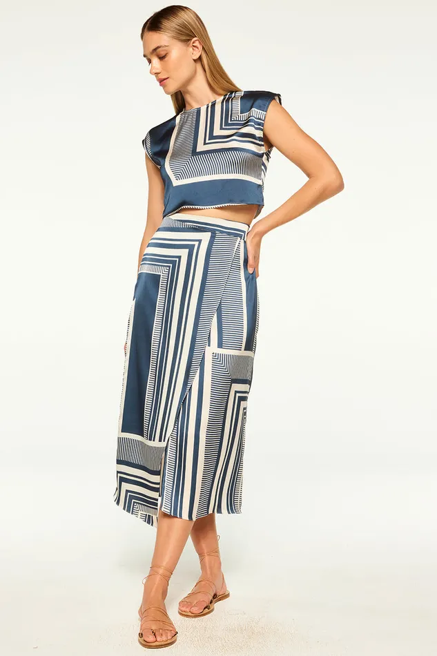 Misa Los Angeles Hara Top Linear Geo Women Tops