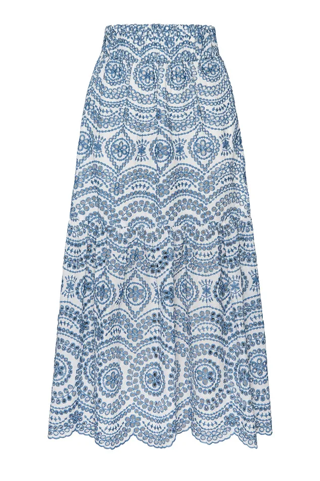 Misa Los Angeles Itzel Skirt Blue Embroidered Eyelet Women Matching Sets