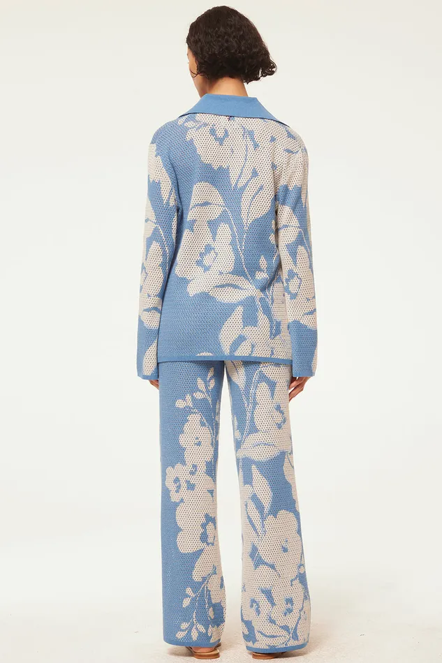 Misa Los Angeles Lorca Top Blue Hibiscus Flora Women Matching Sets