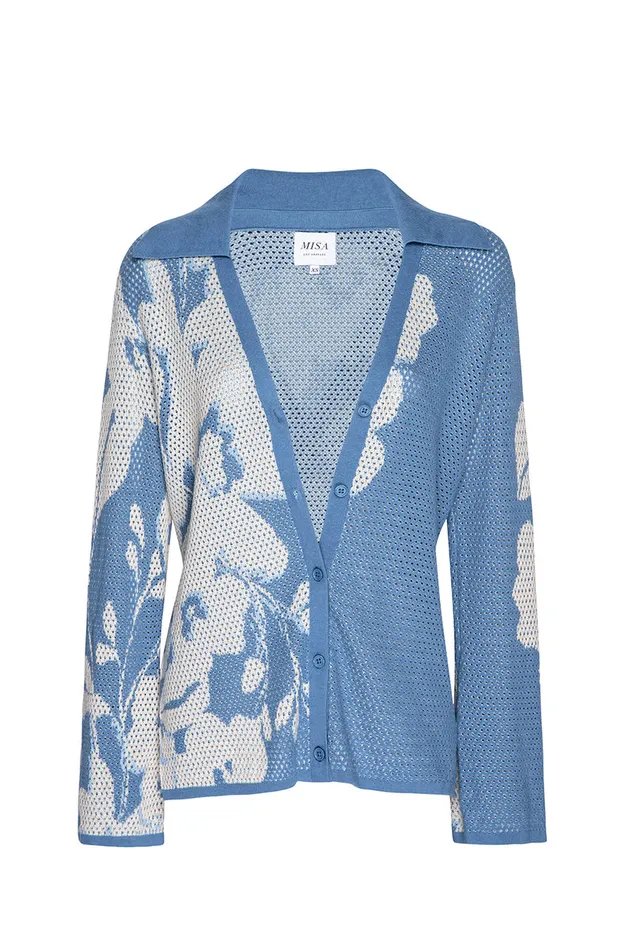 Misa Los Angeles Lorca Top Blue Hibiscus Flora Women Matching Sets
