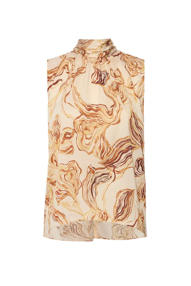 Misa Los Angeles Luka Top Golden Straw Satin Women Tops