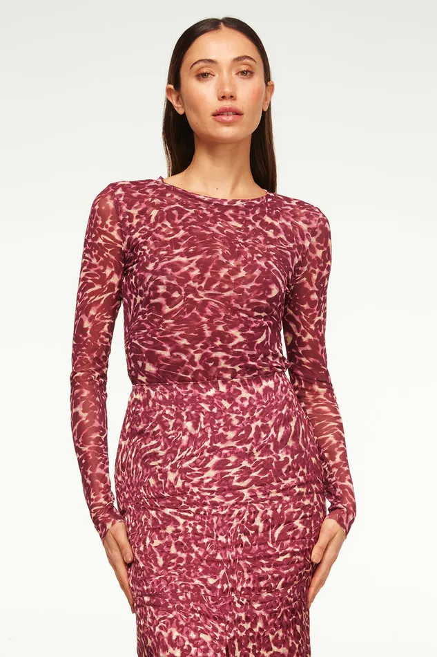 Misa Los Angeles Lula Top Fauna Abstract Mesh Women Tops