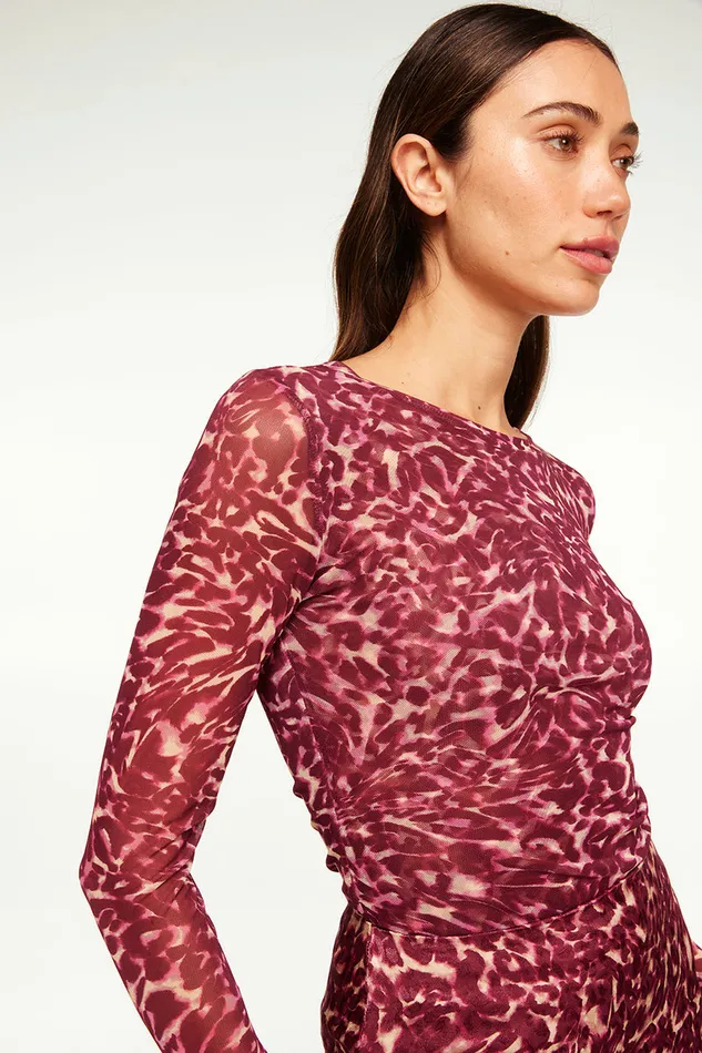Misa Los Angeles Lula Top Fauna Abstract Mesh Women Tops