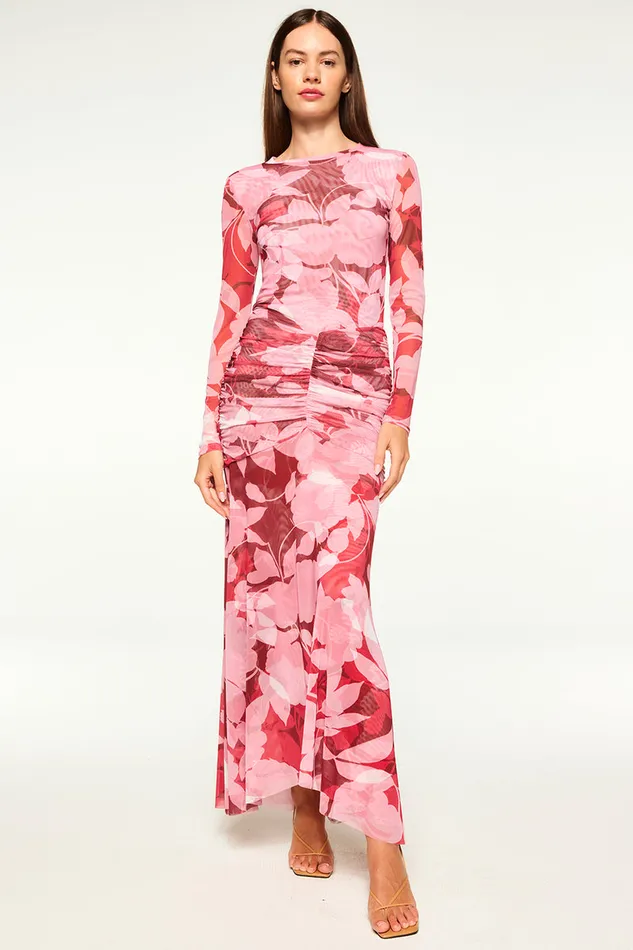Misa Los Angeles Lula Top Flora Rosada Mesh Women Tops
