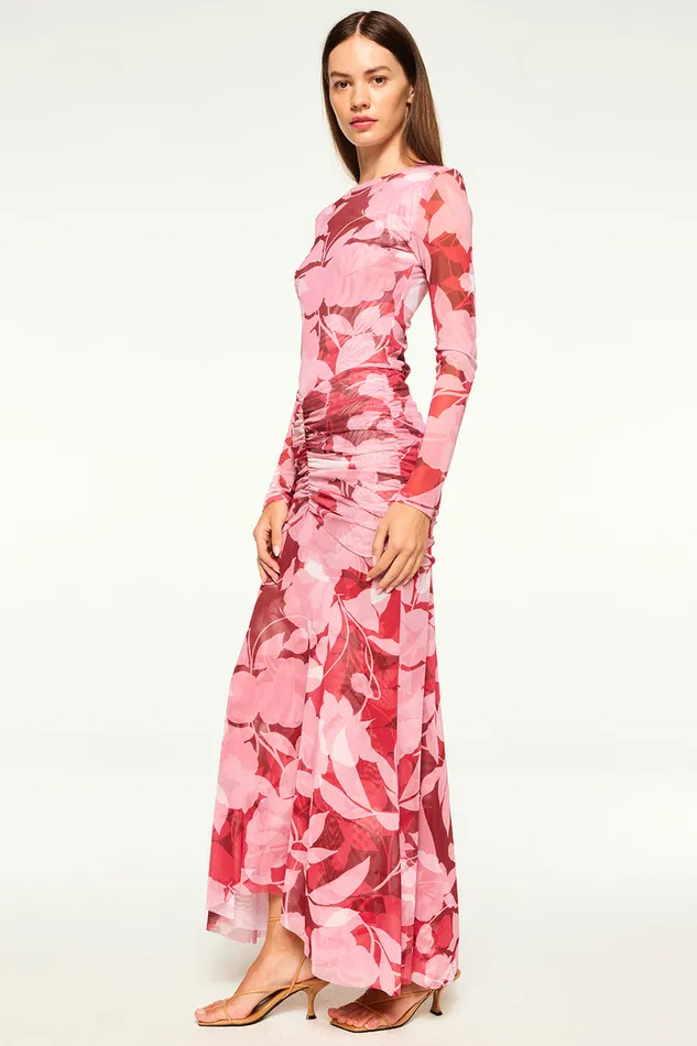Misa Los Angeles Lula Top Flora Rosada Mesh Women Tops