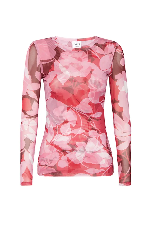 Misa Los Angeles Lula Top Flora Rosada Mesh Women Tops