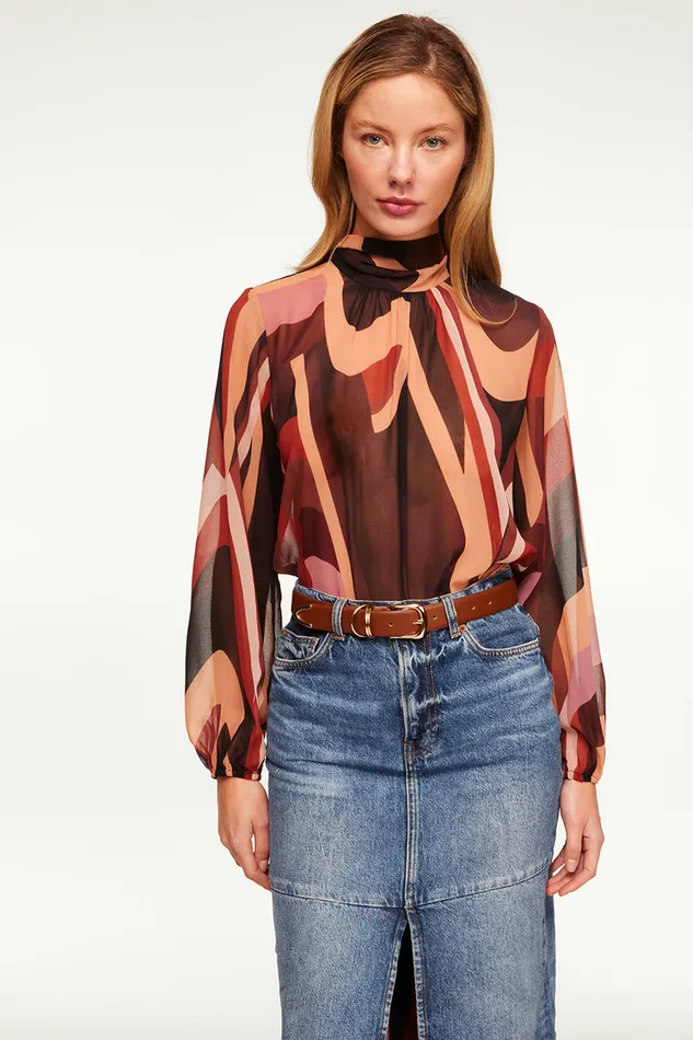 Misa Los Angeles Lulu Top Canyon Stripe Chiffon Women Tops