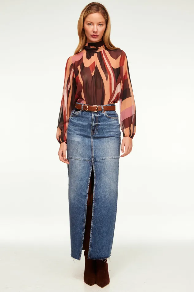 Misa Los Angeles Lulu Top Canyon Stripe Chiffon Women Tops