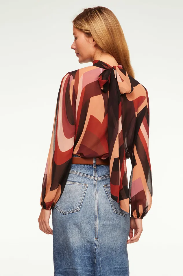 Misa Los Angeles Lulu Top Canyon Stripe Chiffon Women Tops