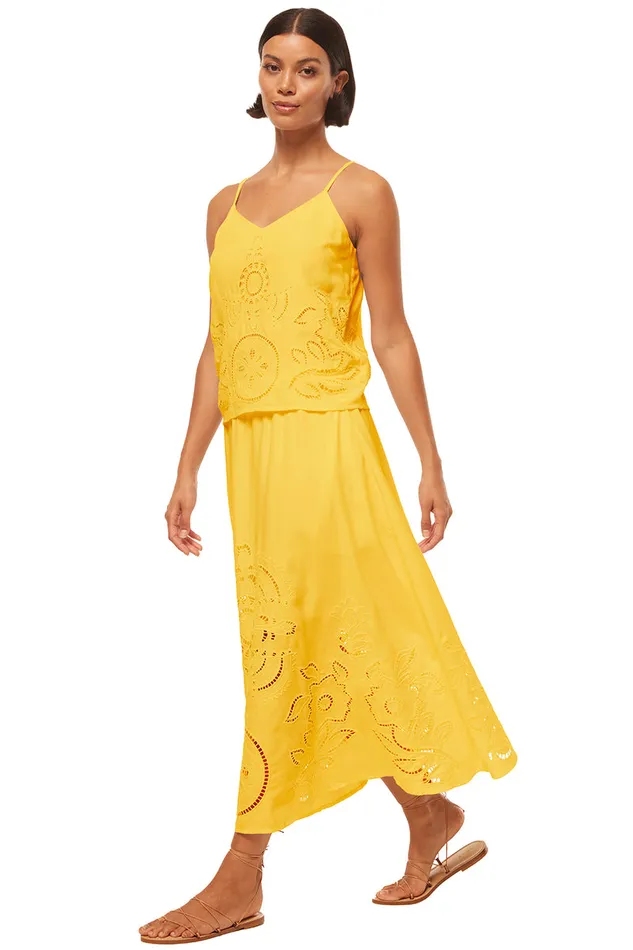 Misa Los Angeles Marcela Top Canary Eyelet Women Tops