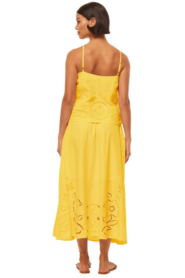 Misa Los Angeles Marcela Top Canary Eyelet Women Tops