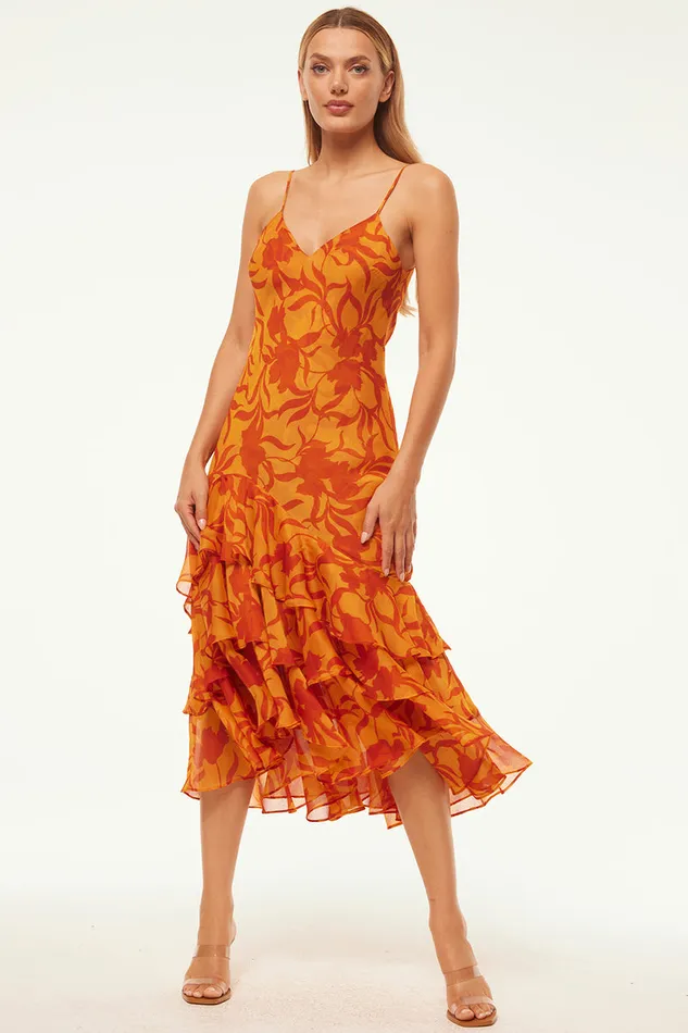 Misa Los Angeles Marisa Dress Atlas Floral Persimmon Women Dresses