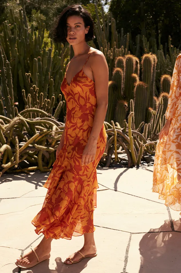Misa Los Angeles Marisa Dress Atlas Floral Persimmon Women Dresses