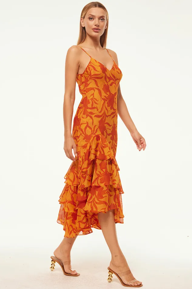 Misa Los Angeles Marisa Dress Atlas Floral Persimmon Women Dresses