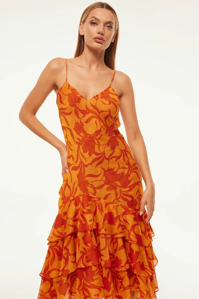 Misa Los Angeles Marisa Dress Atlas Floral Persimmon Women Dresses