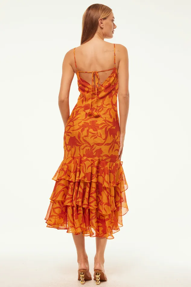 Misa Los Angeles Marisa Dress Atlas Floral Persimmon Women Dresses
